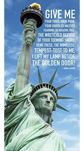 Statue Of Liberty Close Up Clouds Quote Patriotic Polit...