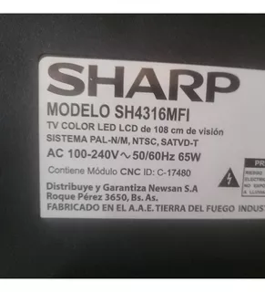 Tv Sharp Sh4316mfi. Pantalla Rota. Consultar