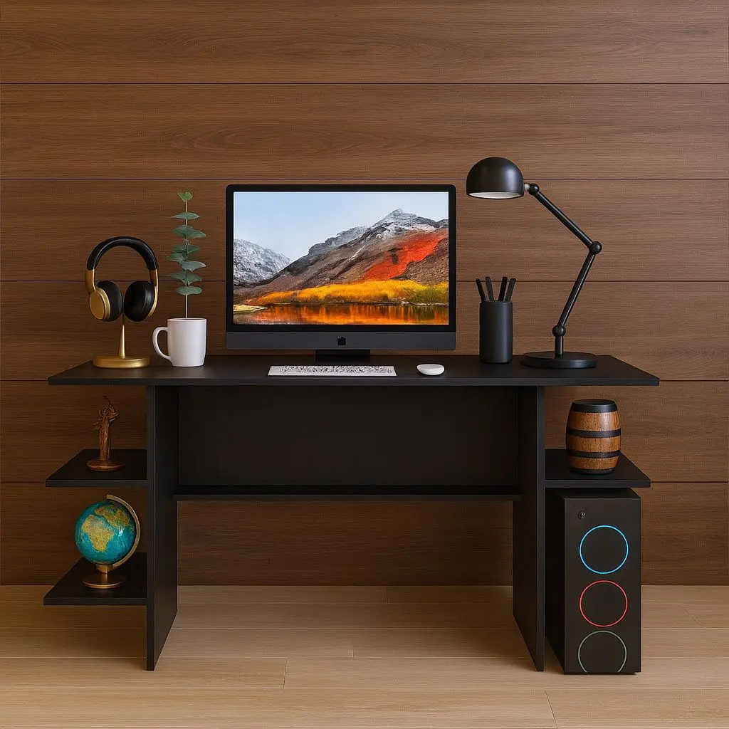 🛍️ Escrivaninha Mesa Gamer Mesinha P/ Pc Notebook Preta Acácia Preto