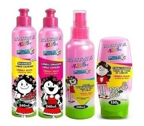 Kit Kids Cacheado Shampoo Condicionador Finalizador Spray