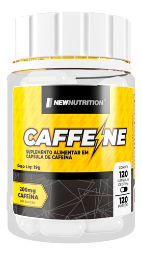 Cafeína 200mg 120 Cápsulas New Nutrition Sabor Sem sabor