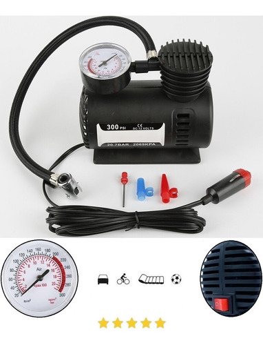 Kit Compressor Ar Bomba Calibrar Pneus Roda Aro Libras Bar