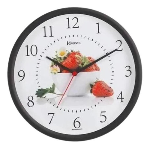 Relógio Parede Cozinha 26 Cm Frutas Morango Herweg 