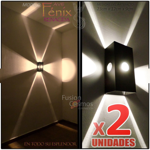Aplique Pared Interior Efecto Ave Fénix Luz Indirecta Kit X2