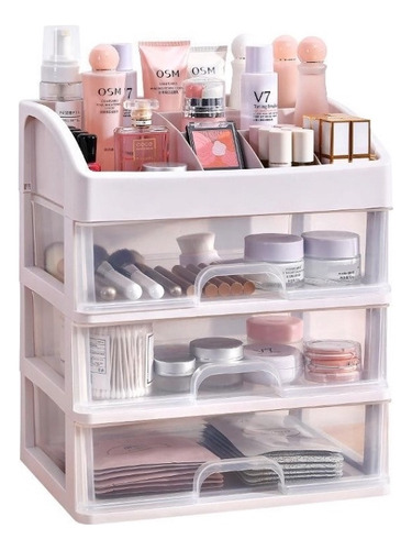 Caja Organizador De Cosméticos Y Maquillaje De Tres Cajones