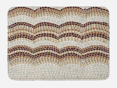 Ambesonne Tapete De Baño Beige Ajuste De Ondas De Mosaico De