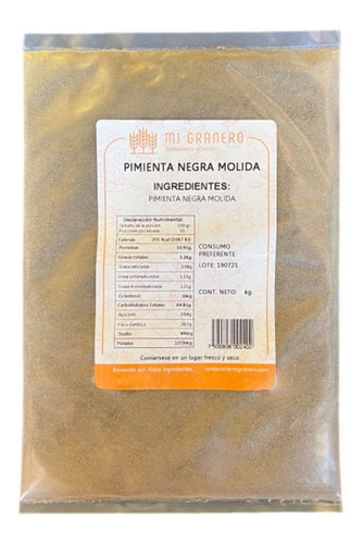 Pimienta Negra Molida Pura Premium 10kg