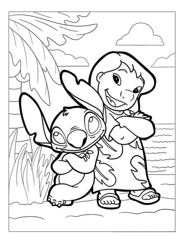 30 Folhas Desenho Pra Colorir Pintar Lilo E Stitch