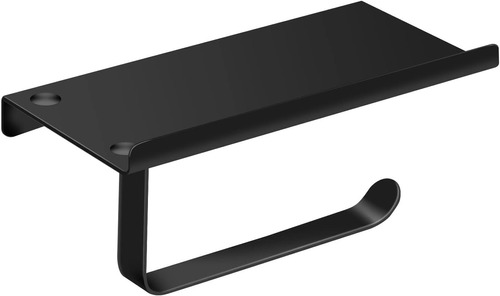 Soporte Papel Higiénico / Porta Rollo Confort + Soporte Celular - Metal Color Negro 