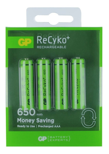 Paquete De 4 Baterias Aaa 650mah Gp Recyko+