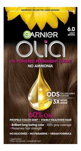 Color De Cabello Garnier Olia Sin Amoniaco 6.0 Marrón Claro,