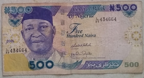 Billetes Mundiales De Nigeria 500 Naira 2005 Al 2015 Africa