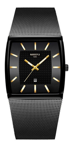 Reloj pulsera Nibosi NI2376 con correa de acero inoxidable color negro