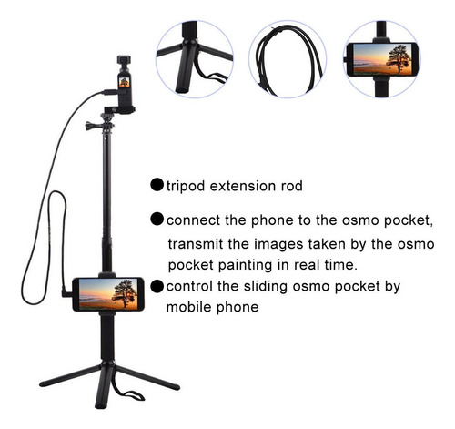 A For Osmo Pocket Gimbal Extension Camera Selfie Stick