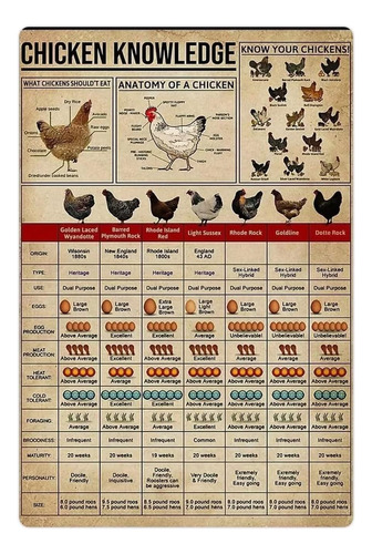 Chicken Knowledge - Letreros De Metal De Hojalata Con Infogr