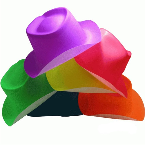 100 Sombreros Plástico Tipo Gangster Neon Colores Surtidos