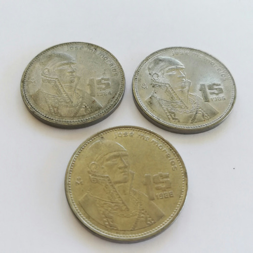 Moneda 1 Peso Morelos Años 1984, 1985 Y 1986