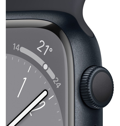 Apple Watch Series 8 GPS - Caja de aluminio medianoche 41 mm - Correa deportiva medianoche - Patrón