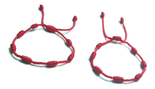 Set 2 Pulseras 7 Nudos Protección Envidia Roja Buena Suerte