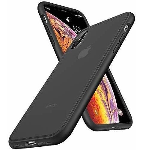 Funda Compatible iPhone XS Rígida Color Negro Transparente