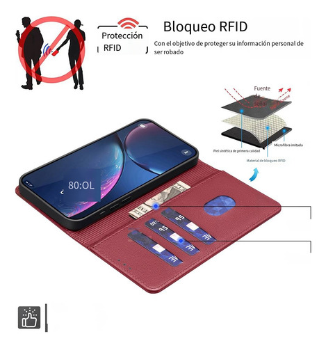 Funda Para Redmi Note14 Pro 5g Redmi Note14 Pro Plus 5g Funda Tipo Cartera Para Teléfono Rfid, Soporte De Piel Con Soporte Magnético A Prueba De Golpe