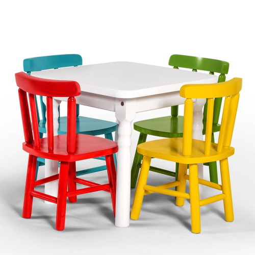 Conjunto De Mesa Infantil Disamóveis Com 4 Cadeiras Colorido