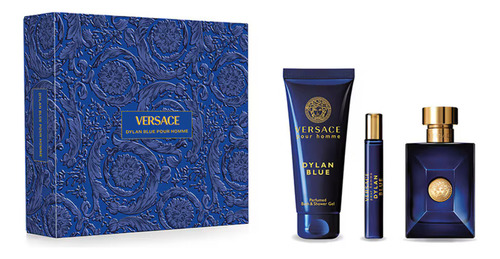 Kit Versace Pour Homme Dylan Blue Perfume 100ml + Travel Spray 10ml+ Shower Gel 150ml