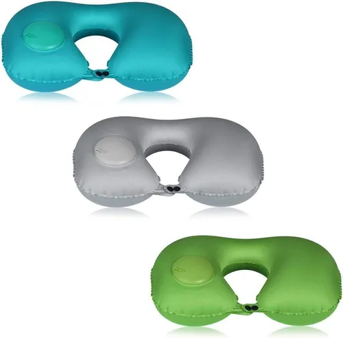 Kit Viajero Con Almohada Inflable Automática Para Cuello