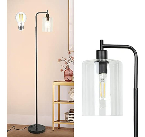 Depuley Black Floor Lamp, Industrial Led Floor Lamps With Ha