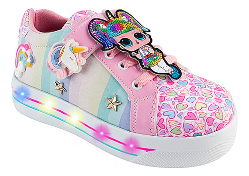 Tenis Unicornio Arcoiris Luces Led Muñeca Lol Casual 021-mu