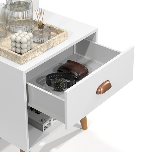 Mesa Criado 2 Bide Perola Conjunto Casal C/ Cabeceira Suede Brilhante Preto 1.40 / Branco