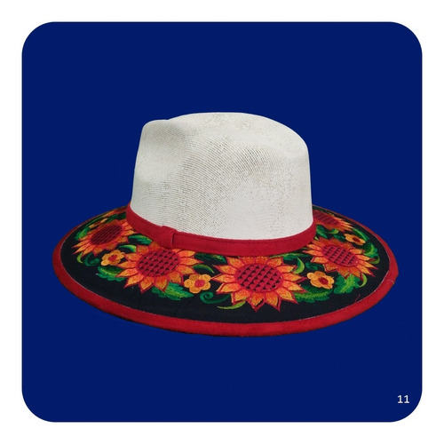 Imagen 2 de 10 de Elegante Sombrero Artesanal De Gamuza Bordado Mediano 2