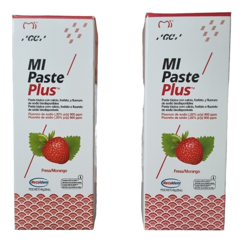 2 Mi Paste Plus Recaldent 900ppm Fluor Gc Sabor Fresa