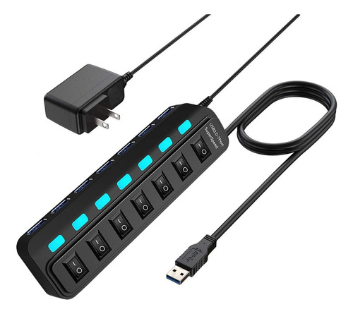 Hub Usb 3.0 Alimentado, Zouhi Usb Hub 7 Puertos 3.0 Data Hub