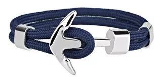 Pulsera De Cuerda Azul Marino Con Ancla Dorada