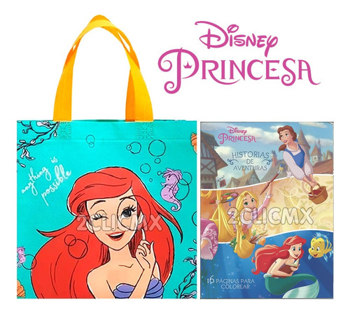 15 Bolsas Dulceros + 15 Libros Colorear Princesa Ariel 