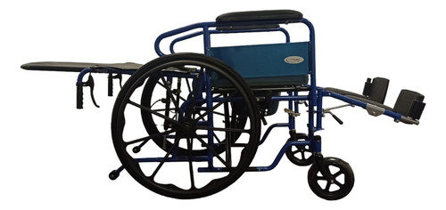 Silla De Ruedas Reclinable Con Comodo Y Elevapiernas De Lujo Color Azul