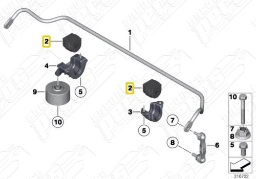 Bmw 535i 3.0 Gt Turbo 2010-2011 Bucha Estabilizadora Traseir
