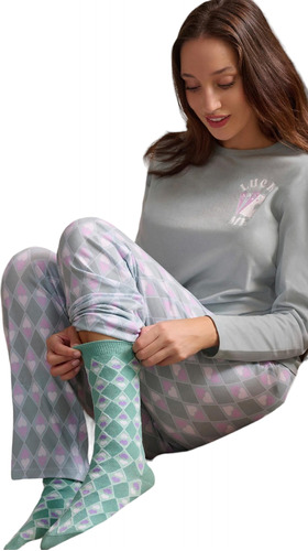 Pijama Invierno De Algodón Pantalón Est. Marcela Koury 4238