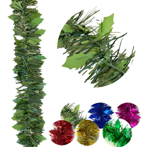 Imagen 1 de 10 de Boa Guirnalda Navideña 2mts X 6cm Con Hojitas Color Navidad