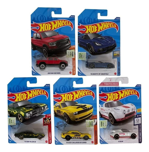 Hot Wheels Pack X5 Autos Individuales Surtidos Mattel