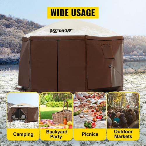 Vevor Pop-up Camping Gazebo Camping Canopy Shelter 6 Sided