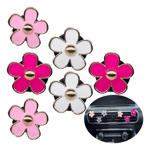 6 Pieza Decoracion Automovil Diseño Margarita Clips Aire