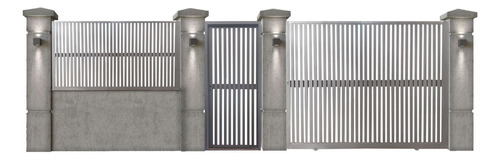Frente Estilo Reja De Tablilla Porton Corredizo Puerta Verja Gris Oscuro