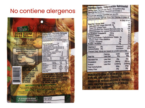 Carne Seca De Res Machaca Tía Lencha Sin Alergenos Pack 300g