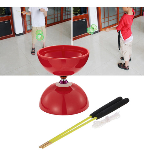 Juguete Diabolo Divertido Con Cuerda Con Varillas, Rojo