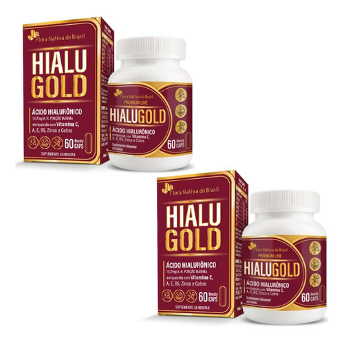 Kit 2x Hialugold Ácido Hialurônico + Vitaminas E Minerais 60
