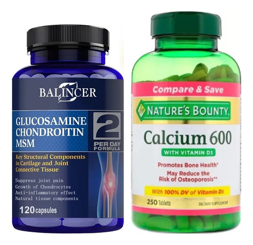 Balincer Glucosamina Condoitrina + Natures Bounty Calcio 600