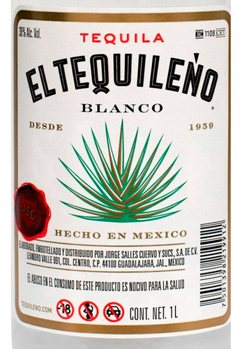Caja 12 Tequila Tequileño Blanco 1lt