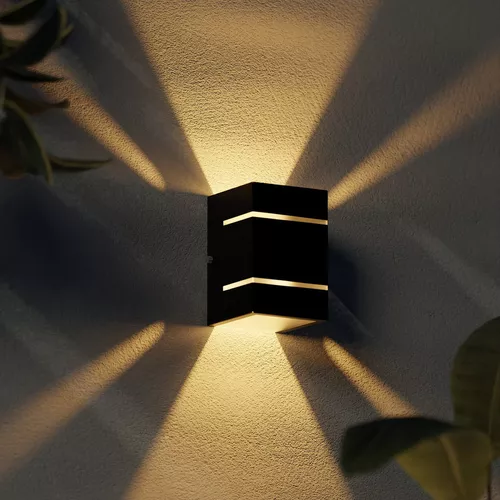 Arandela de alumínio iluminação externa de parede muro Mf115 cor preto  voltagem bivolt